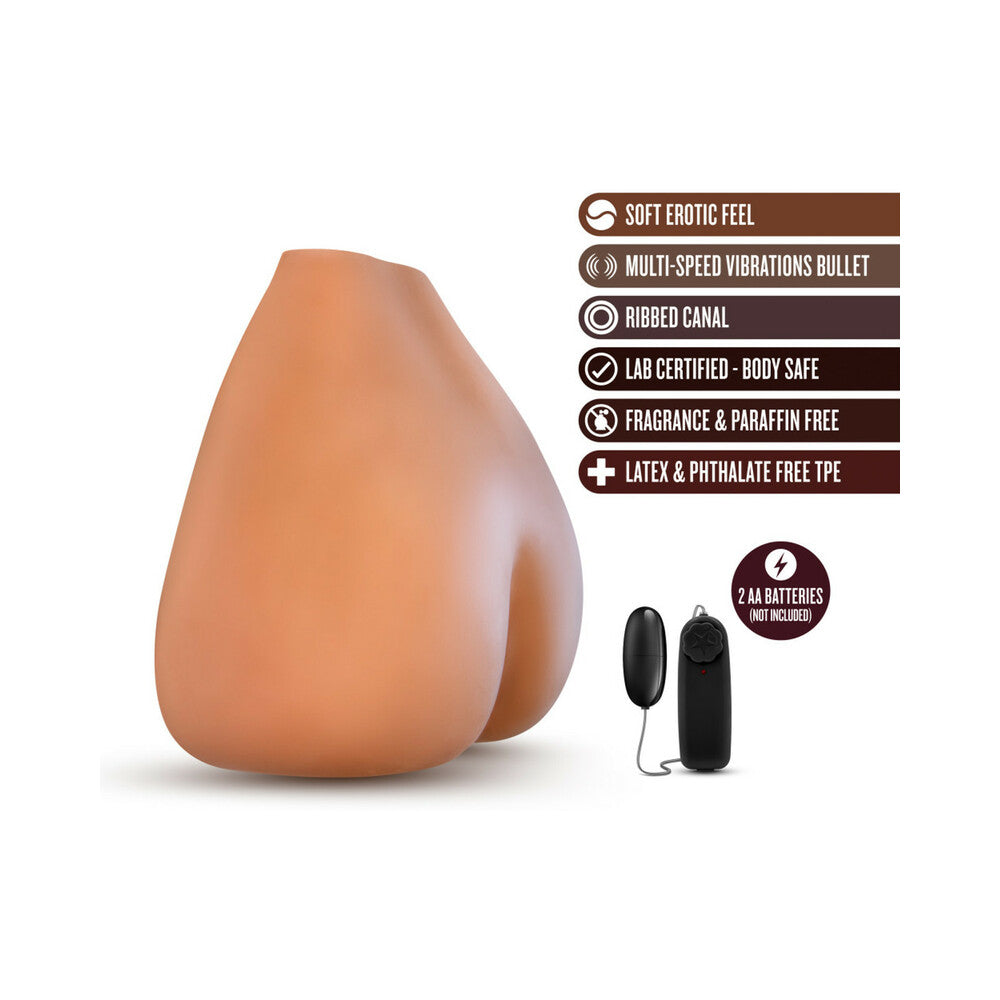 X5 MEN RITA DUAL ENTRY MASTURBATOR WITH REMOTE-CONTROLLED BULLET VIBRATOR TAN