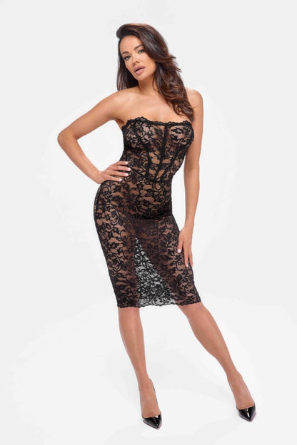 NOIR HANDMADE - CATALYST LACE UP MIDI DRESS  - XL