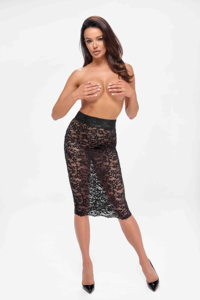 NOIR HANDMADE - AMBIVALENCE LACE UP MIDI SKIRT  - L