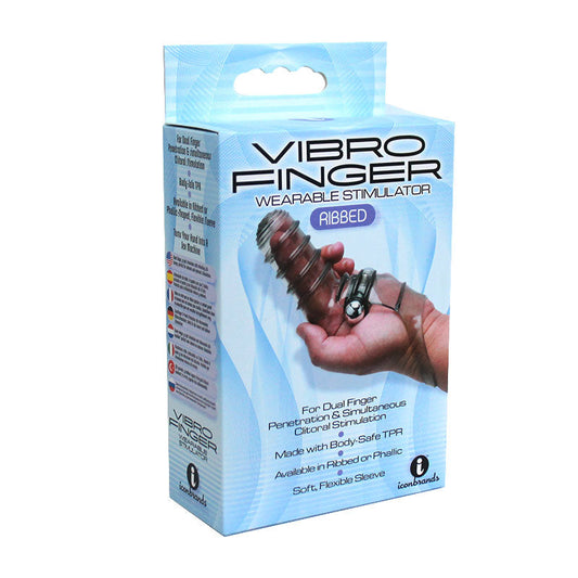 ICON BRANDS - THE 9'S VIBROFINGER RIBBED FINGER MASSAGER GREY
