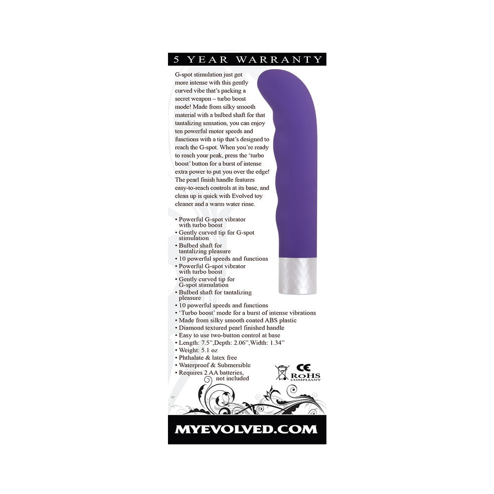 EVOLVED SPARK RECHARGEABLE G-SPOT VIBRATOR PURPLE