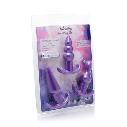 XR BRANDS - TRINITY VIBES 3 PIECE VIBRATING ANAL PLUG SET PURPLE
