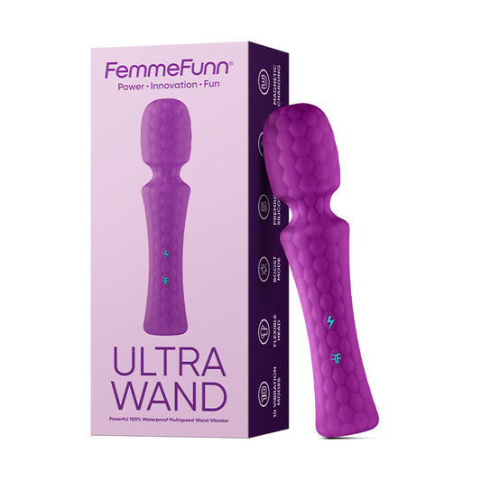 FEMMEFUNN ULTRA WAND RECHARGEABLE FLEXIBLE TEXTURED SILICONE VIBRATOR PURPLE
