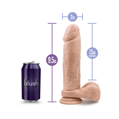 AU NATUREL 9.5 IN. POSABLE DUAL DENSITY DILDO WITH BALLS BEIGE