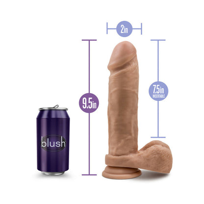 AU NATUREL 9.5 IN. POSABLE DUAL DENSITY DILDO WITH BALLS TAN