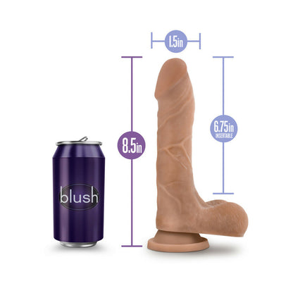 AU NATUREL MISTER PERFECT 8.5 IN. POSABLE DUAL DENSITY DILDO WITH BALLS TAN