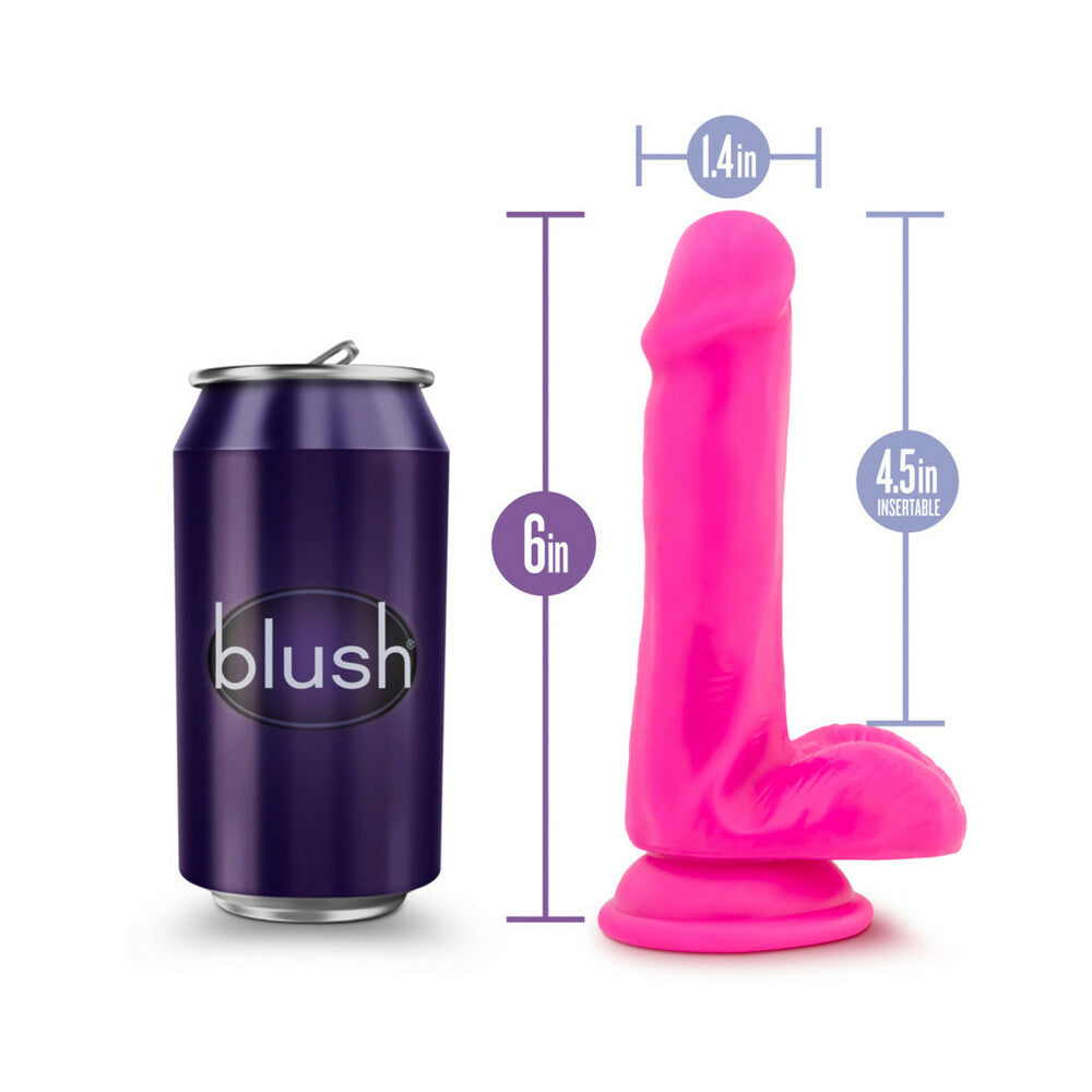 AU NATUREL BOLD DELIGHT 6 IN. POSABLE DUAL DENSITY DILDO WITH BALLS PINK