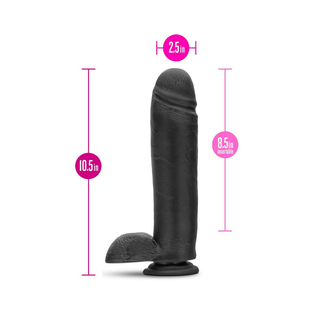 AU NATUREL BOLD HUGE 10.5 IN. POSABLE DUAL DENSITY DILDO WITH BALLS BLACK