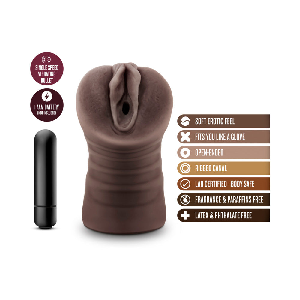 HOT CHOCOLATE BRIANNA VAGINA STROKER WITH BULLET VIBRATOR BROWN