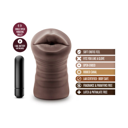 HOT CHOCOLATE HEATHER ORAL STROKER WITH BULLET VIBRATOR BROWN