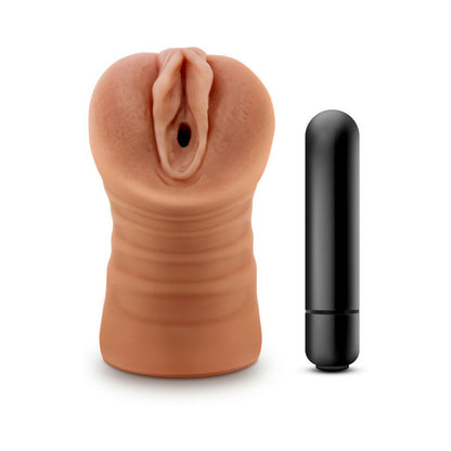 M FOR MEN JULIETA VAGINA STROKER WITH BULLET VIBRATOR TAN