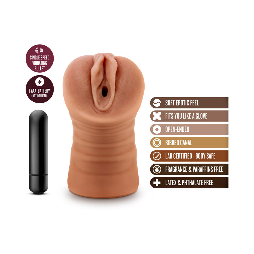 BLUSH - M FOR MEN JULIETA VAGINA STROKER WITH BULLET VIBRATOR TAN