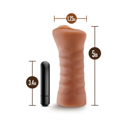 M FOR MEN JULIETA VAGINA STROKER WITH BULLET VIBRATOR TAN