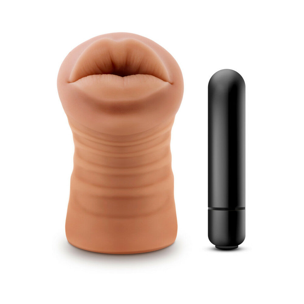 M FOR MEN ISABELLA ORAL STROKER WITH BULLET VIBRATOR TAN