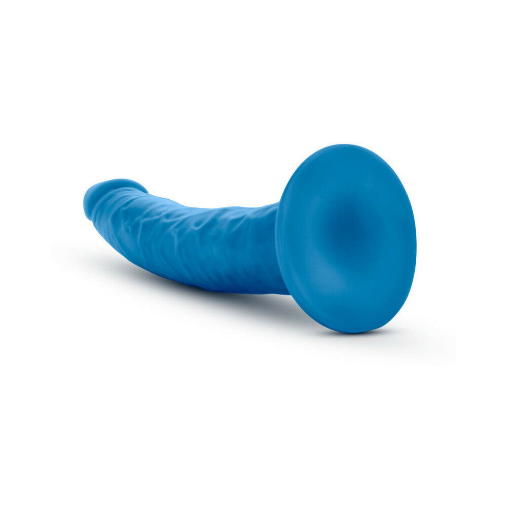 NEO ELITE 7.5 IN. SILICONE DUAL DENSITY DILDO NEON BLUE