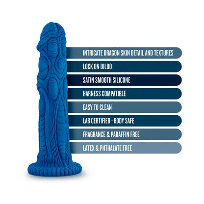 THE REALM DRAKEN 7.5 IN. SILICONE LOCK ON FANTASY DILDO BLUE