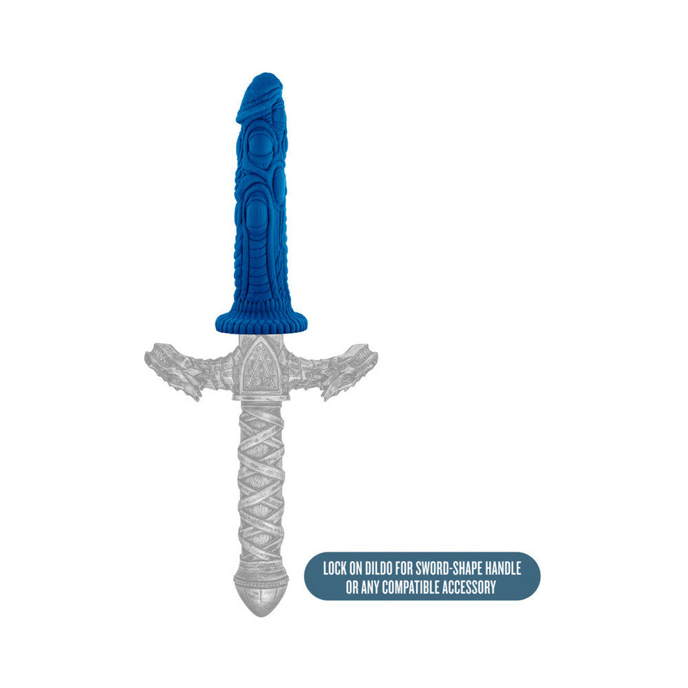 THE REALM DRAKEN 7.5 IN. SILICONE LOCK ON FANTASY DILDO BLUE