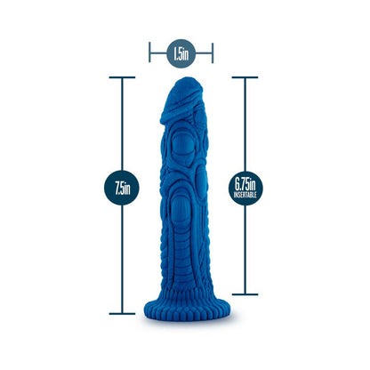 THE REALM DRAKEN 7.5 IN. SILICONE LOCK ON FANTASY DILDO BLUE