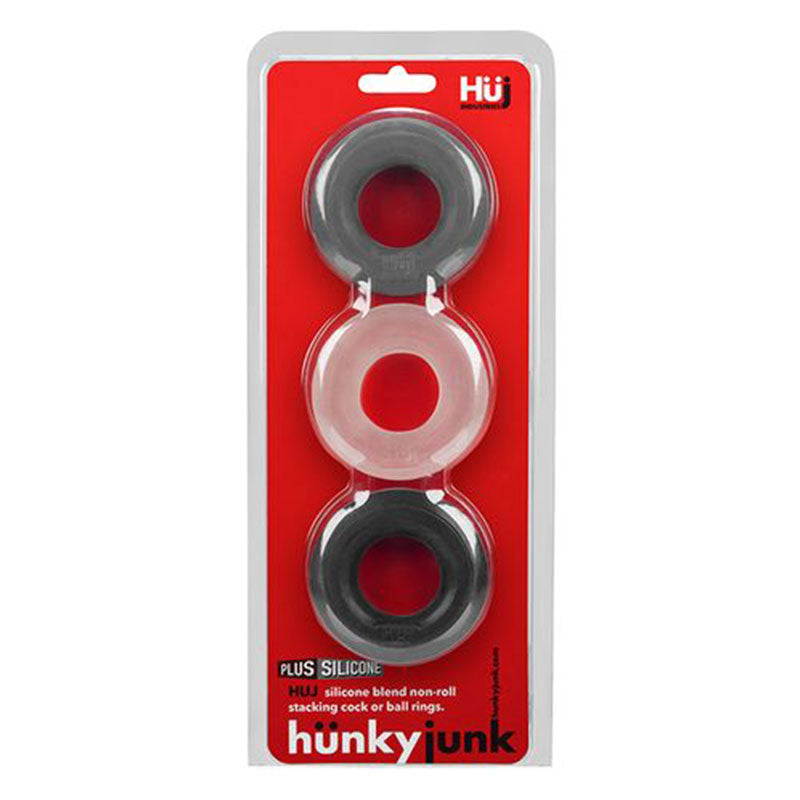 OXBALLS - HUNKYJUNK HUJ3 PAQUETE DE 3 ANILLOS EN C, TAR MULTI