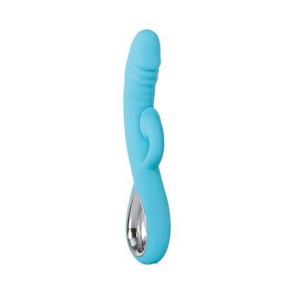 EVOLVED TRIPLE INFINITY RECHARGEABLE HEATING SUCTION SILICONE DUAL STIMULATOR BLUE