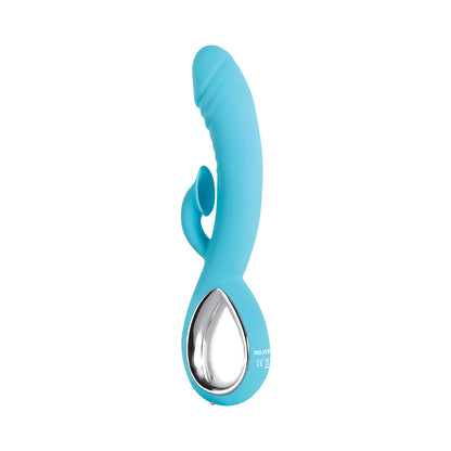 EVOLVED - TRIPLE INFINITY RECARGABLE CALEFACCIÓN SUCCIÓN SILICONA DOBLE ESTIMULADOR AZUL