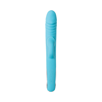 EVOLVED TRIPLE INFINITY RECHARGEABLE HEATING SUCTION SILICONE DUAL STIMULATOR BLUE