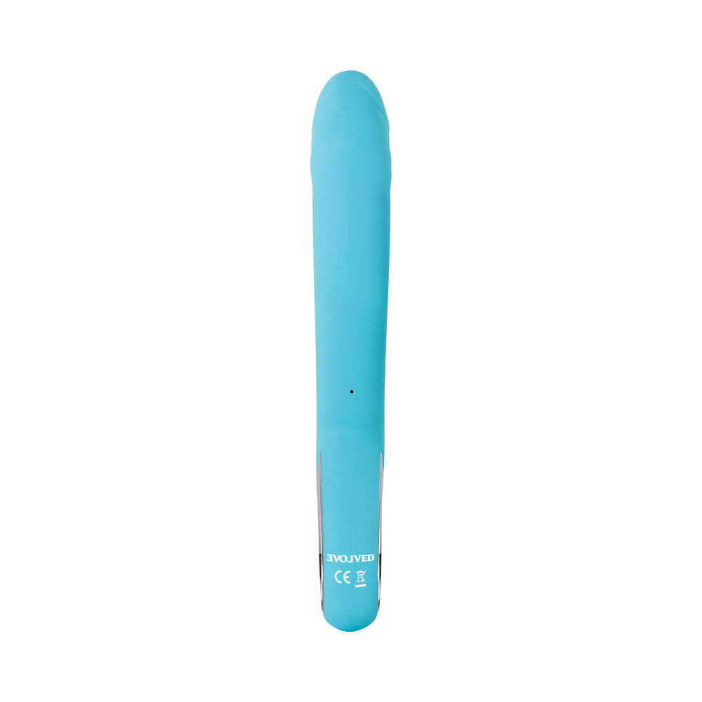 EVOLVED TRIPLE INFINITY RECHARGEABLE HEATING SUCTION SILICONE DUAL STIMULATOR BLUE