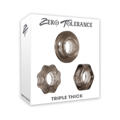 ZERO TOLERANCE - TRIPLE THICK 3-PIECE COCKRING SET SMOKE