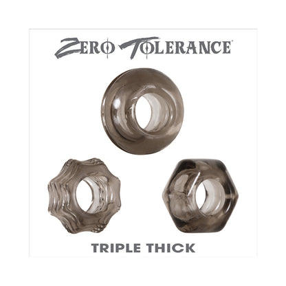 ZERO TOLERANCE - TRIPLE THICK 3-PIECE COCKRING SET SMOKE