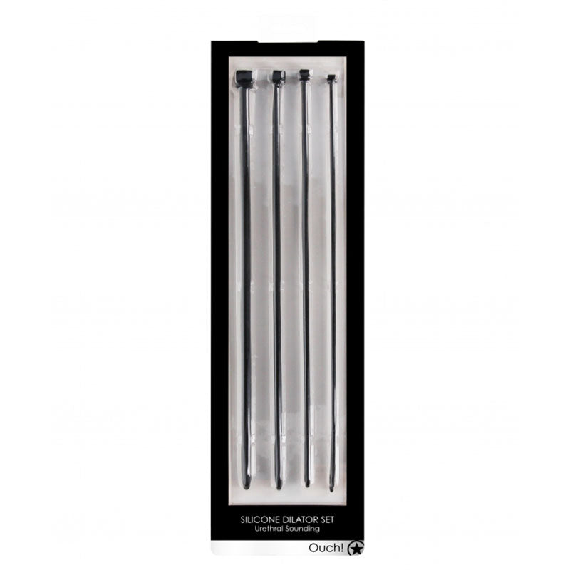 OUCH! URETHRAL SOUNDING 4-PIECE SILICONE DILATOR SET BLACK