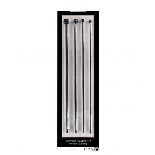 OUCH! URETHRAL SOUNDING 4-PIECE SILICONE DILATOR SET BLACK