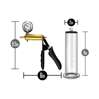 BLUSH - PERFORMANCE VX6 VACUUM PENIS PUMP WITH BRASS PISTOL & PRESSURE GAUGE CLEAR
