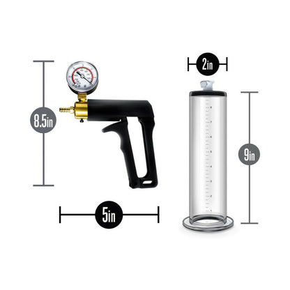 BLUSH - PERFORMANCE VX7 VACUUM PENIS PUMP WITH BRASS TRIGGER & PRESSURE GAUGE CLEAR