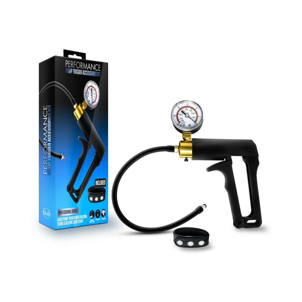 PERFORMANCE GAUGE PUMP TRIGGER WITH SILICONE TUBING & SILICONE COCK STRAP BLACK