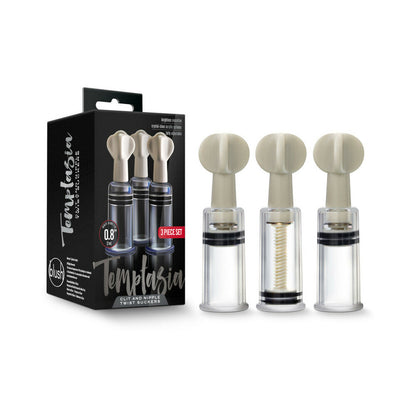 TEMPTASIA CLIT AND NIPPLE TWIST SUCKERS 3-PIECE SET CLEAR