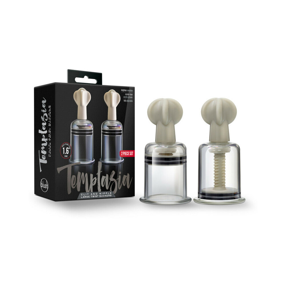 BLUSH - TEMPTASIA CLIT AND NIPPLE TWIST SUCKERS 2-PIECE SET LARGE CLEAR