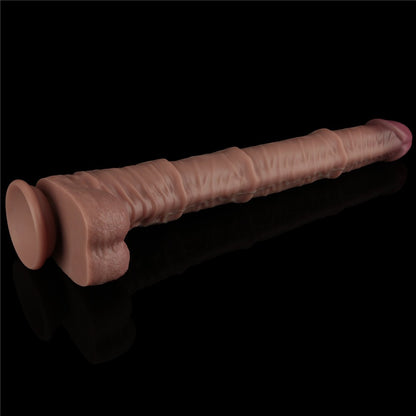 LOVETOY - 16'' DUAL LAYERED BENDABLE SILICONE COCK XXL(FLESH)