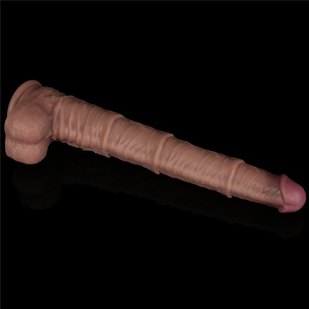 LOVETOY - 16'' DUAL LAYERED BENDABLE SILICONE COCK XXL(FLESH)