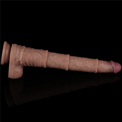 LOVETOY - 16'' DUAL LAYERED BENDABLE SILICONE COCK XXL(FLESH)