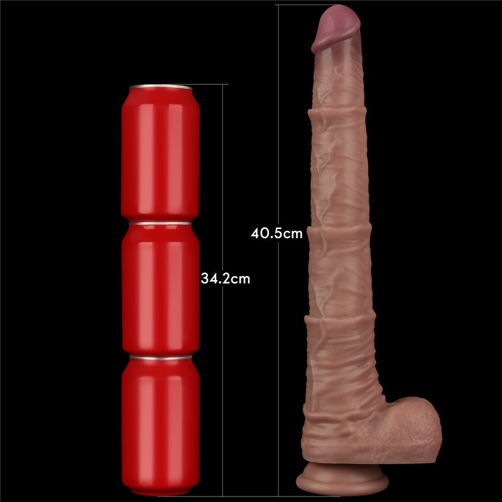 LOVETOY - 16'' DUAL LAYERED BENDABLE SILICONE COCK XXL(FLESH)