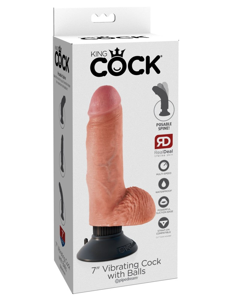PIPEDREAM - KING COCK - 7" VIBRATING COCK WITH BALLS  LIGHT
