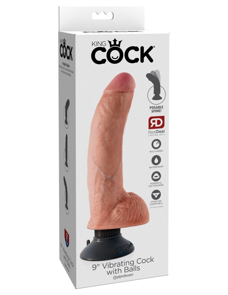 PIPEDREAM - KING COCK - 9" VIBRATING COCK WITH BALLS  LIGHT