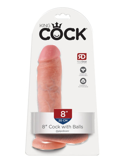 PIPEDREAM - KING COCK - 8" COCK WITH BALLS  LIGHT