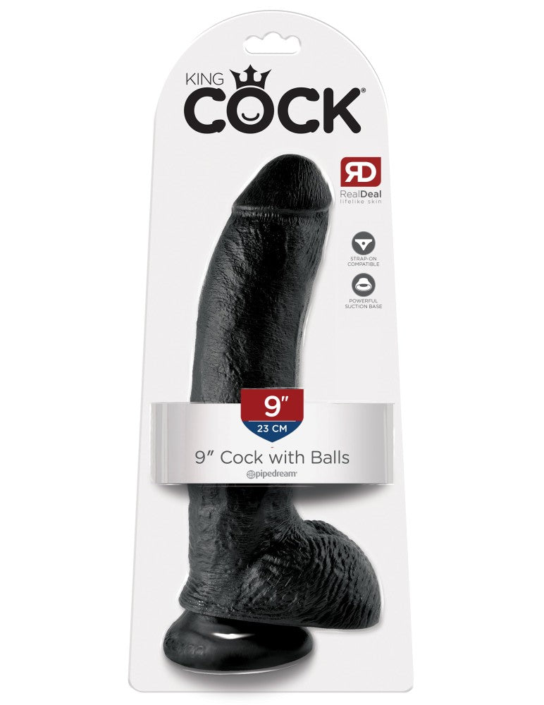 PIPEDREAM - KING COCK - 9" COCK WITH BALLS  BLACK
