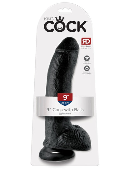 PIPEDREAM - KING COCK - 9" COCK WITH BALLS  BLACK