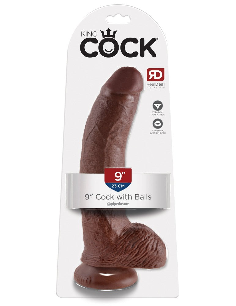 PIPEDREAM - KING COCK - 9" COCK WITH BALLS  BROWN
