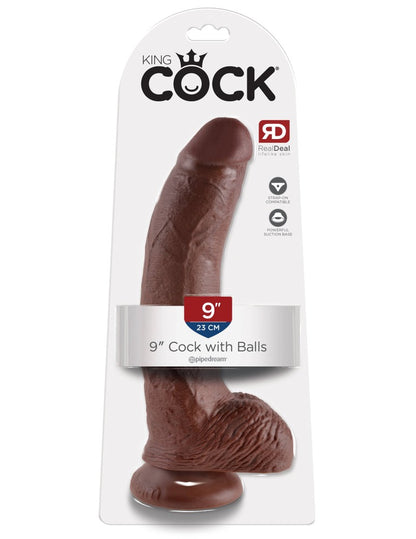PIPEDREAM - KING COCK - 9" COCK WITH BALLS  BROWN
