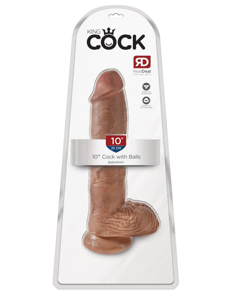PIPEDREAM - KING COCK - 10" COCK WITH BALLS  TAN
