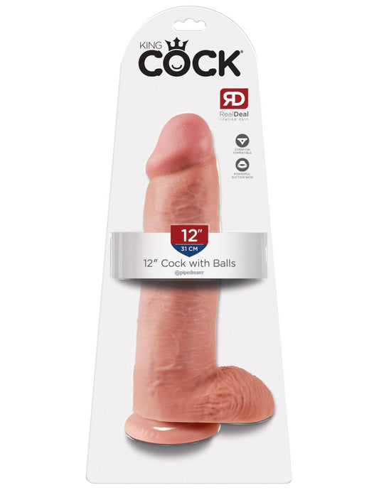 PIPEDREAM - KING COCK - 12" COCK WITH BALLS  LIGHT