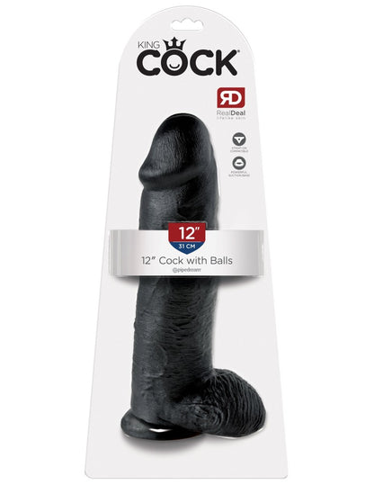 PIPEDREAM - KING COCK - 12" COCK WITH BALLS BLACK